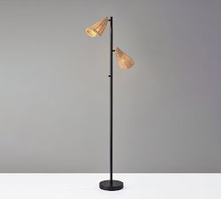 Cole 2-Light Rattan Floor Lamp (63&quot;)