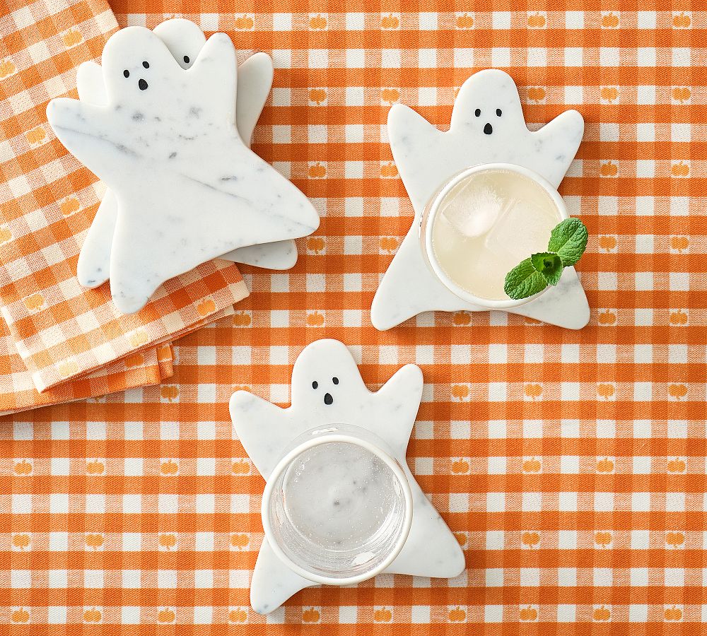 Figural Ghost Marble Coasters - Set of 4