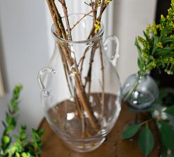 Handblown Glass Amphora Vase with Handles