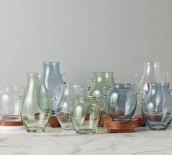 Handblown Glass Amphora Vase with Handles