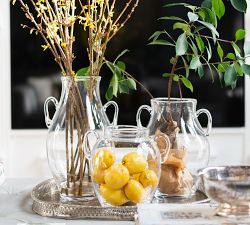 Handblown Glass Amphora Vase with Handles