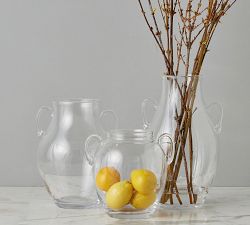 Handblown Glass Amphora Vase with Handles