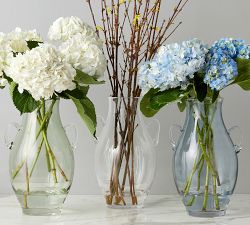 Handblown Glass Amphora Vase with Handles