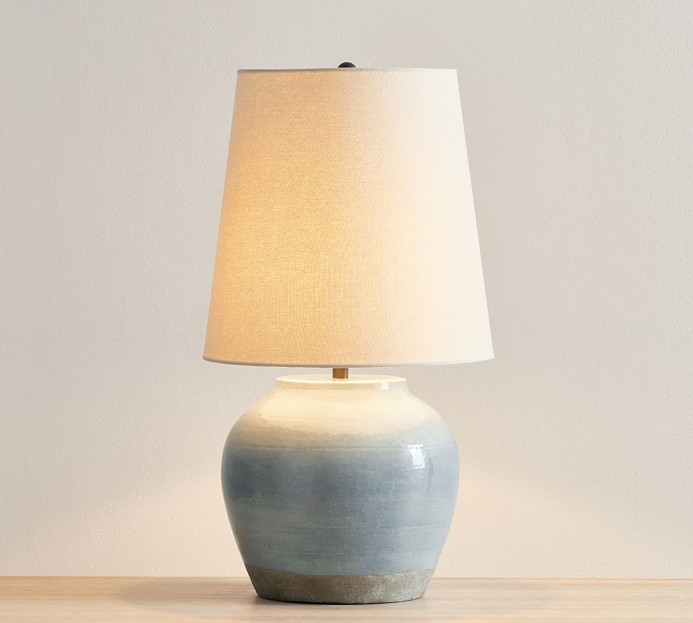 Open Box: Miller Ceramic 25" Bedside Lamp, 14" diam, 25" h - Pale Blue,BASE ONLY