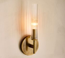 Cooper Ribbed Glass Tube Sconce (13&quot;)