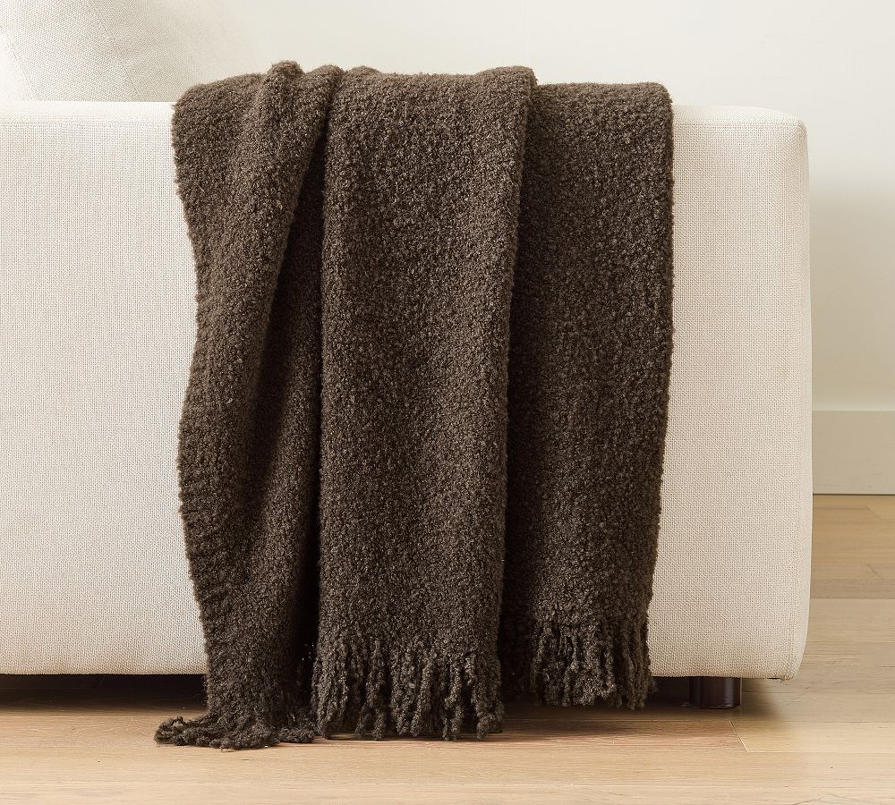 Boucle Knit Throw - Chocolate
