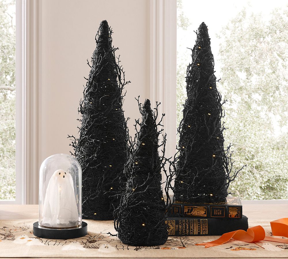 Lit Glitter Cone Tree