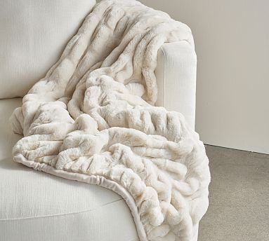Faux Fur Ruched Throw Blankets Pottery Barn
