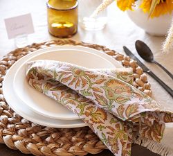 Norvelle Block Print Cotton/Linen Napkins - Set of 4