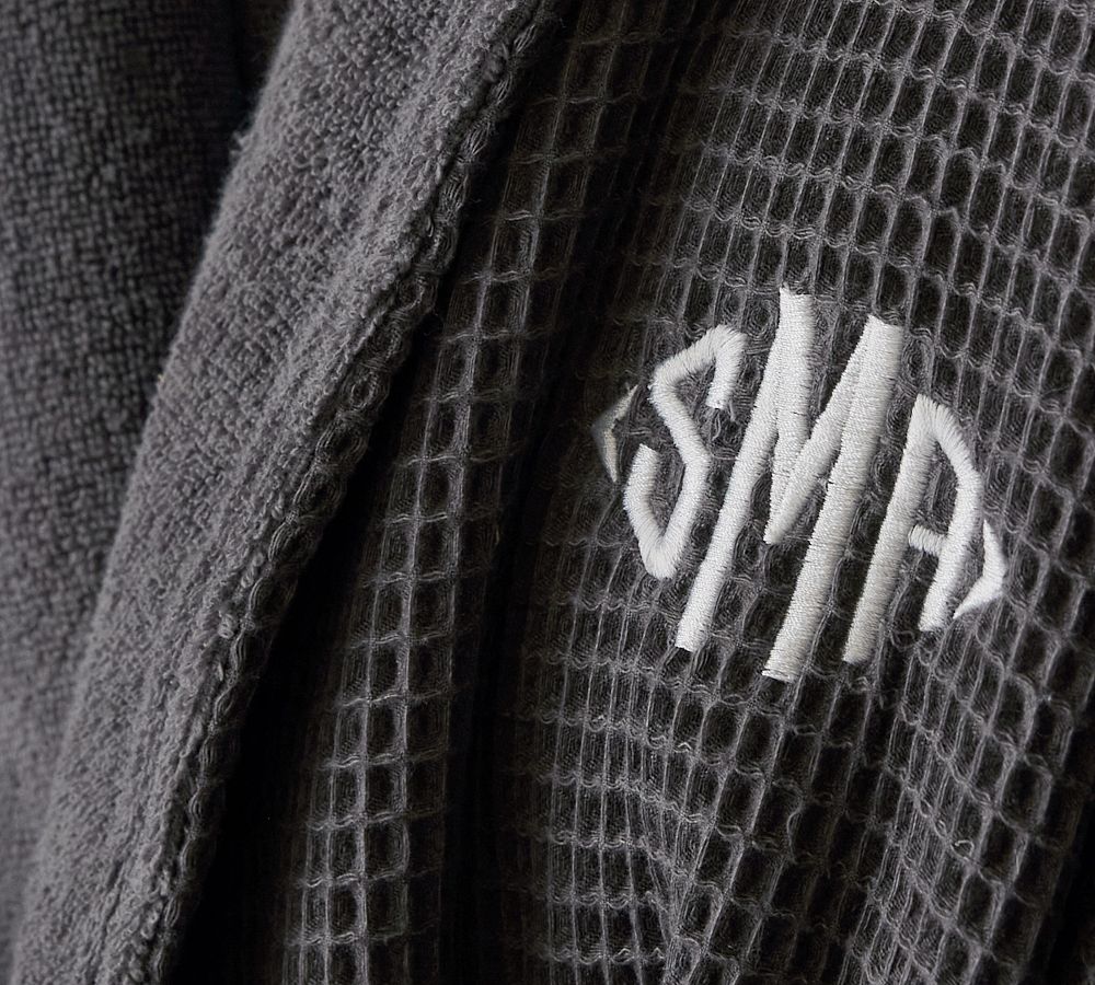 Waffle Weave Resort Robe, Large in Charcoal