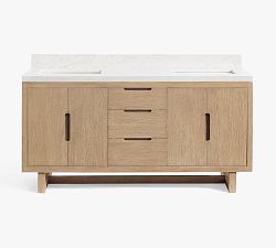 Open Box: Portola 65" Double Sink Vanity, 65" w x 22" d x 33.5" h- Seadrift, BASE ONLY