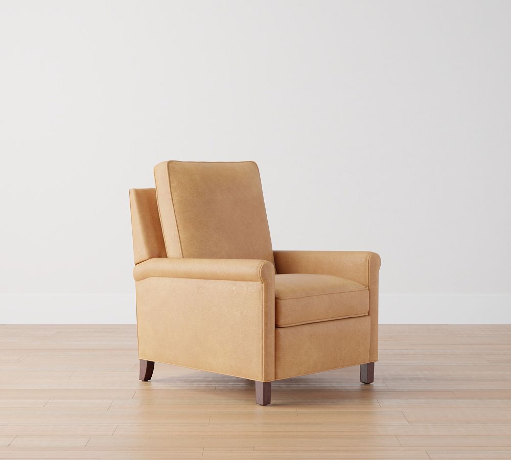 Open Box: Tyler Roll Arm Leather Manual Recliner, Tall 41", Without Nailheads - Churchfield Camel