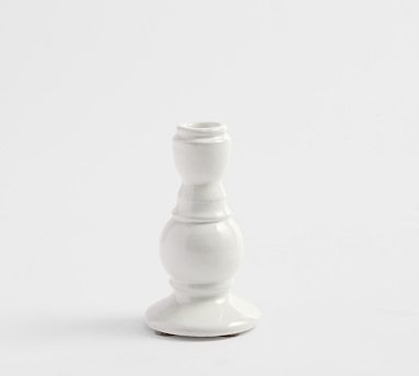 Handcrafted Emery Ceramic Taper Candle Holder, Small, White