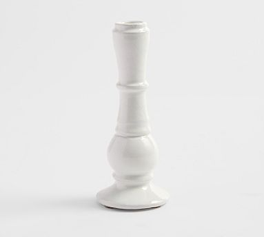 Handcrafted Emery Ceramic Taper Candle Holder, Large, White