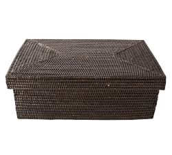 Tava Handwoven Rattan Rectangular Storage Box With Lid