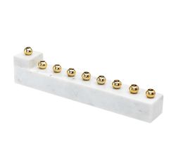 Hand-hewn Marble and Gold Menorah