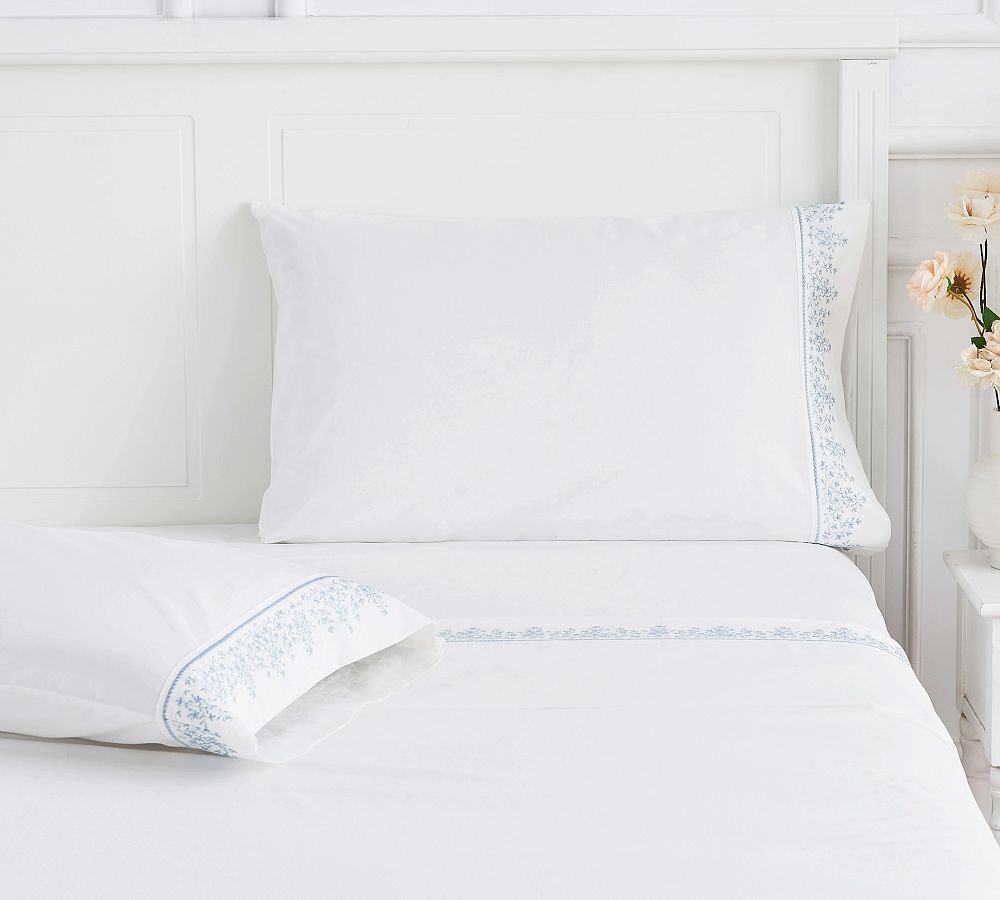 Kollin Cotton Percale Embroidered Pillowcase - Set of 2