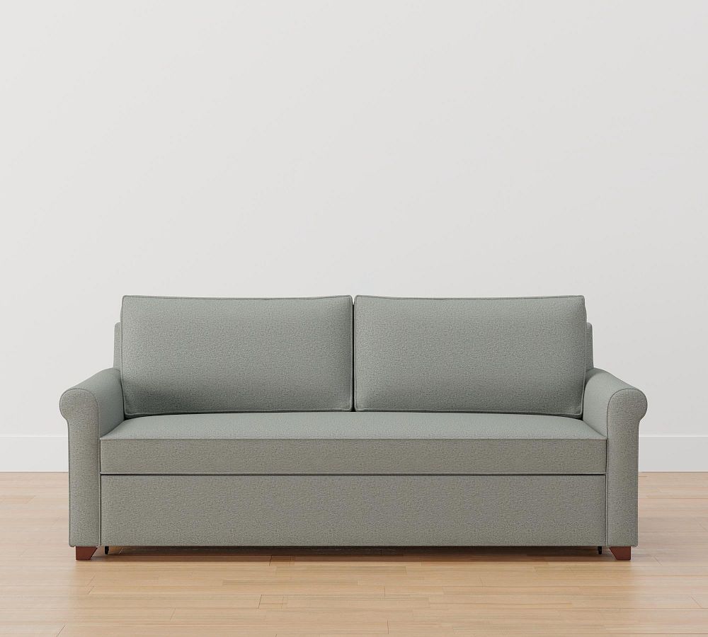 Open Box: Cameron Roll Arm Upholstered Trundle Sleeper Sofa