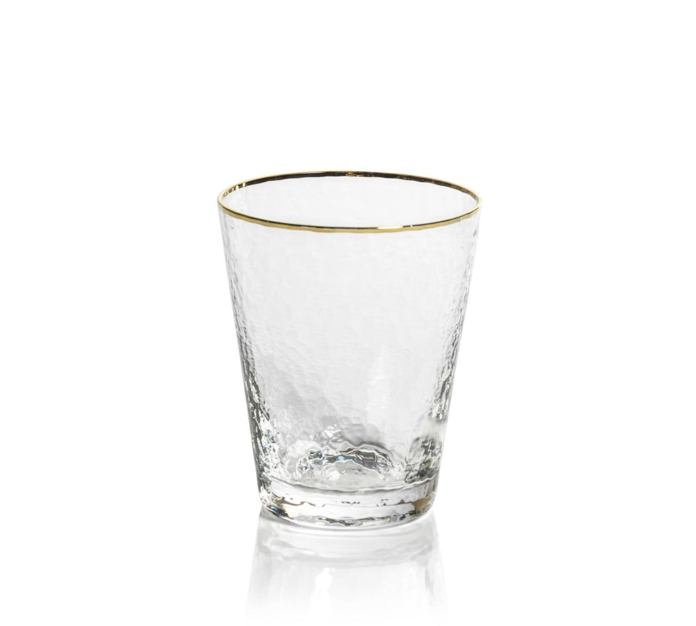 Hammered Gold Rim Tapered Glasses, Set of 4