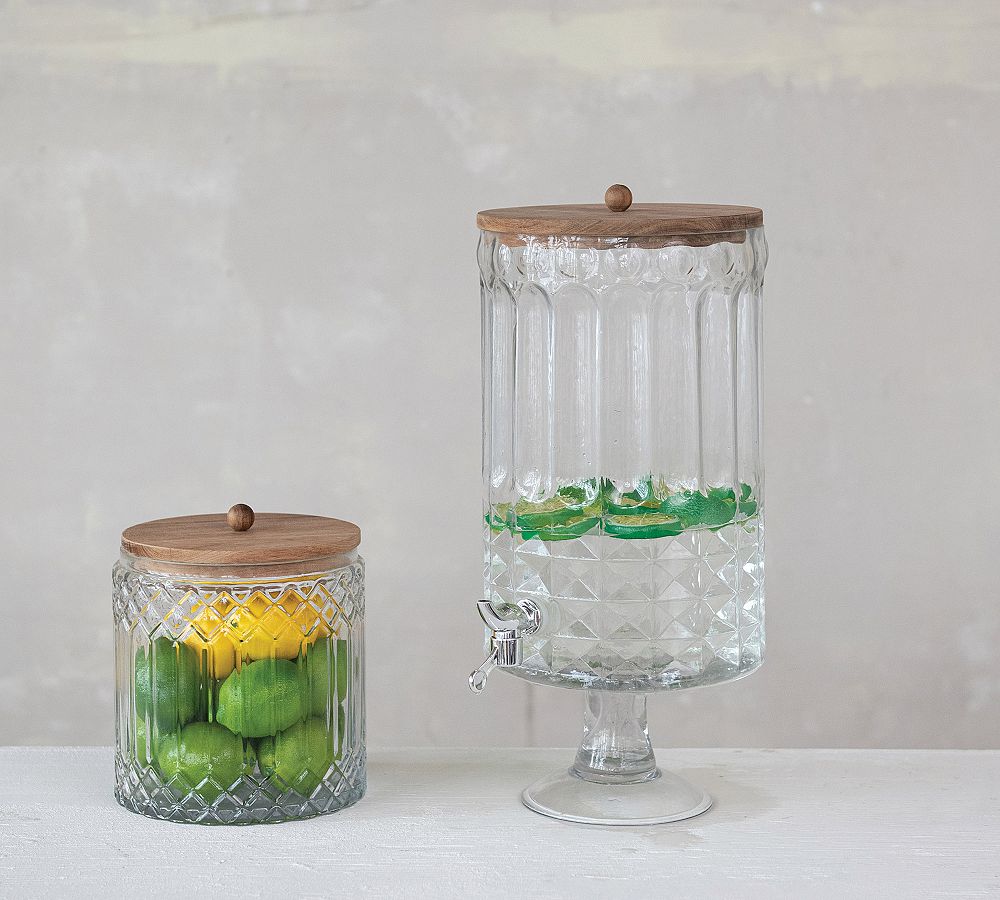 Vintage Inspired Pressed Glass Drink Dispenser and Storage Container