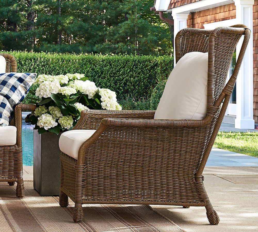 Open Box: Saybrook Indoor/Outdoor All-Weather Wicker Wingback Lounge Chair