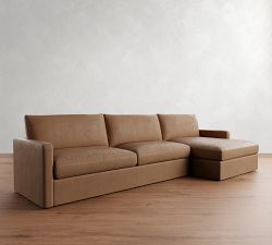 Westwood Slim Arm Leather Chaise Sectional (125&quot;&ndash;143&quot;)