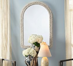 Golden Grain Woven Arched Wall Mirror