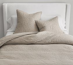 Open Box: Belgian Flax Linen Handcrafted Quilt, King/Cal. King-Warm Gray