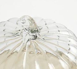 Glass Pumpkin Cloche with Wood Pedestal