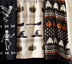 Dancing Skeleton Fair Isle Knit Jacquard Throw