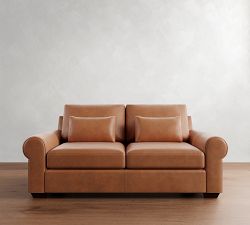 Big Sur Roll Arm Deep Seat Leather Sofa (78&quot;&ndash;107&quot;)