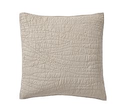Open Box: Belgian Flax Linen Handcrafted Quilted Sham, Euro Set of 3 - Warm Gray
