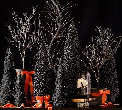 Faux Lit Black Potted Tree
