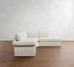 Pearce Roll Arm Slipcovered 3-Piece Bumper Sectional (133&quot;)