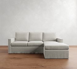 Cameron Modern Square Arm Slipcovered Chaise Sectional (98&quot;)