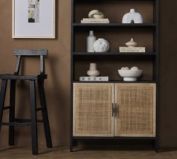 Dolores Cane Open Bookcase with Doors (35&quot;)