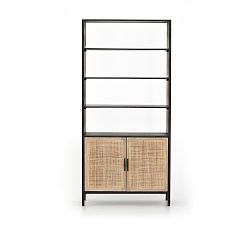 Dolores Cane Open Bookcase with Doors (35&quot;)