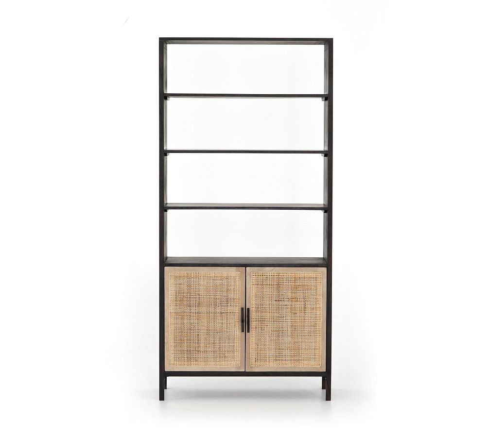 Dolores Cane Open Bookcase with Doors (35&quot;)