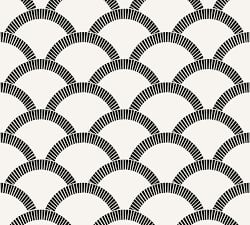 Mosaic Scallop Black/Cream Removable Wallpaper