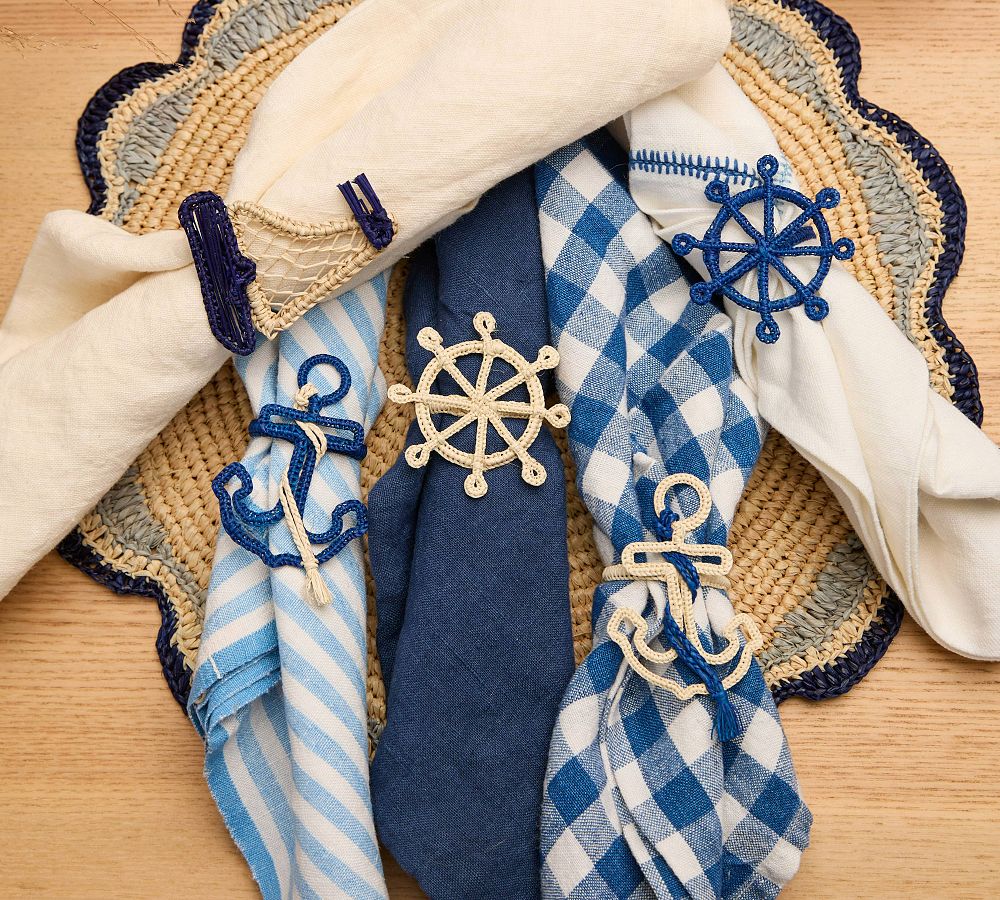 Handwoven Nautical Napkin Rings, Set of 4