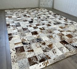Lea Block Cowhide Leather Rug