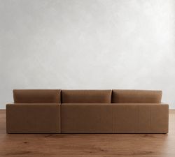 Westwood Slim Arm Leather Chaise Sectional (125&quot;&ndash;143&quot;)