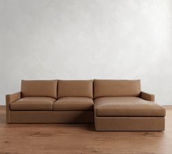 Westwood Slim Arm Leather Chaise Sectional (125&quot;&ndash;143&quot;)