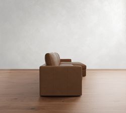 Westwood Slim Arm Leather Chaise Sectional (125&quot;&ndash;143&quot;)