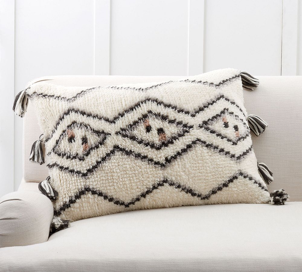 Iris Tassel Trellis Lumbar Pillow Cover
