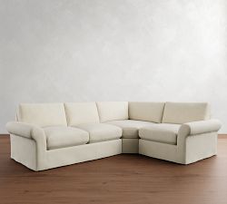 PB Comfort Modern Roll Arm Slipcovered 3-Piece Wedge Sectional (115&quot;)