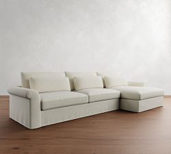 Westwood Roll Arm Deep Seat Slipcovered Chaise Sectional (136&quot;-154&quot;)