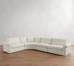 Westwood Roll Arm Slipcovered 4-Piece Curved Wedge Sectional (153&quot;)