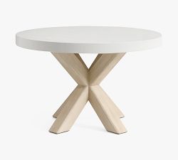 Abbott Concrete &amp; Acacia Round Outdoor Dining Table (48&quot;)