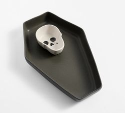 Skull Casket Stoneware Chip &amp; Dip Server